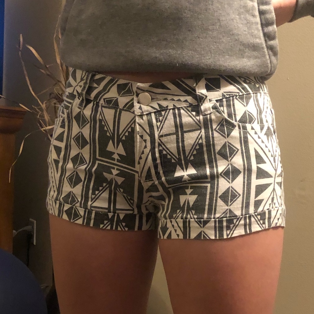 Geometric Jean Shorts